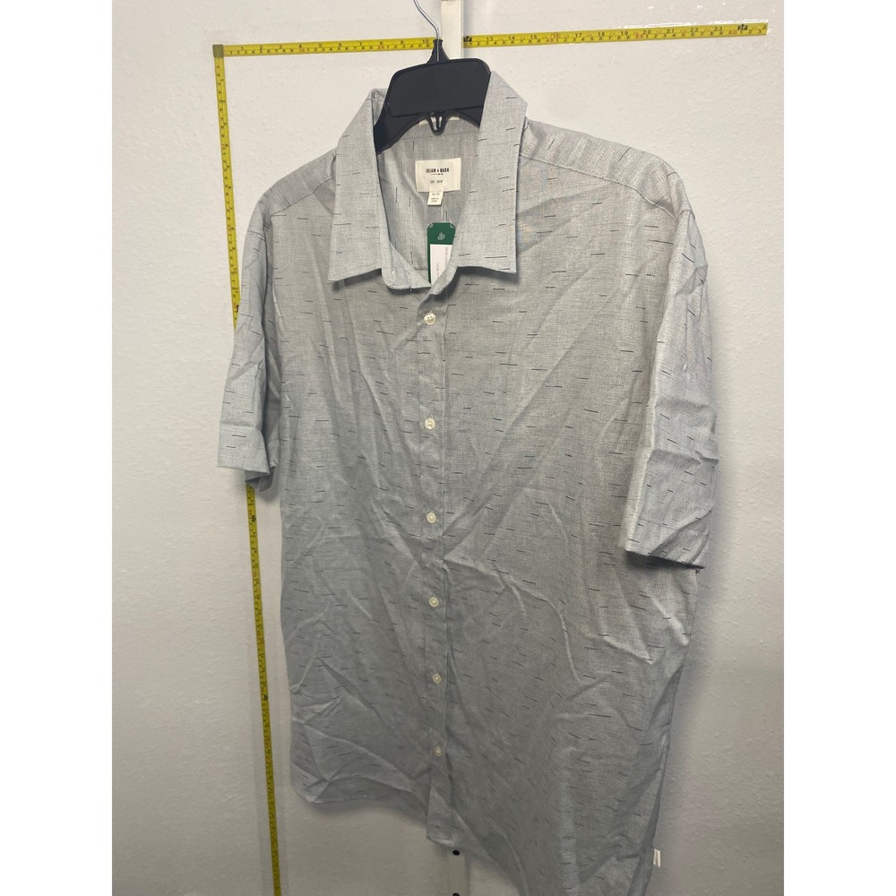 Julian & Mark Mens XL Grey Blue Dash Textured Short Sleeve Button Down Shirt NWT